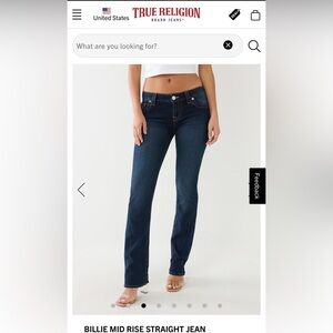 True Religion Billie mid rise straight